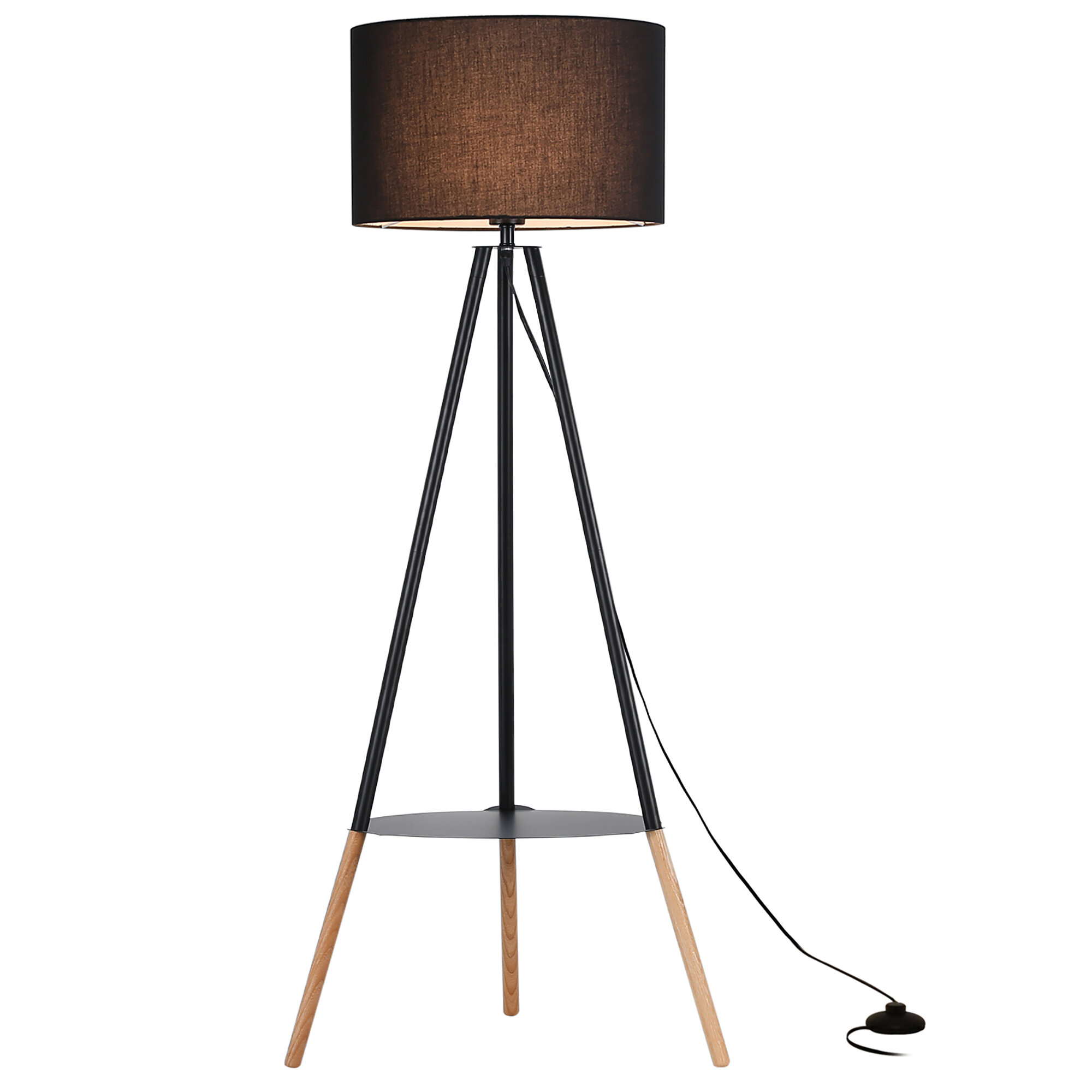 Modern cheapest Tripod Table & Floor Lamp Set, Black-cc22